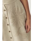 Ronna 1 beige gemêleerde jurk