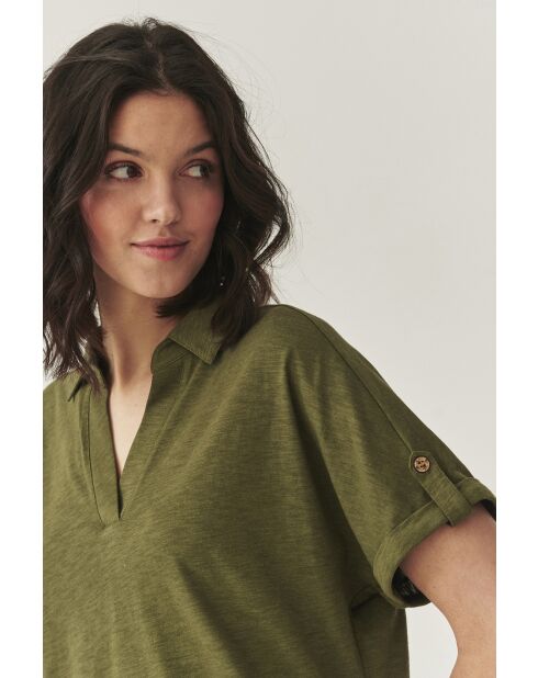 Kaki gebreide blouse Ambrila