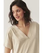 Celia 1 beigefarbene Melange-Strickbluse