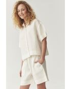 Korte broek van stof Sevilla in gebroken wit