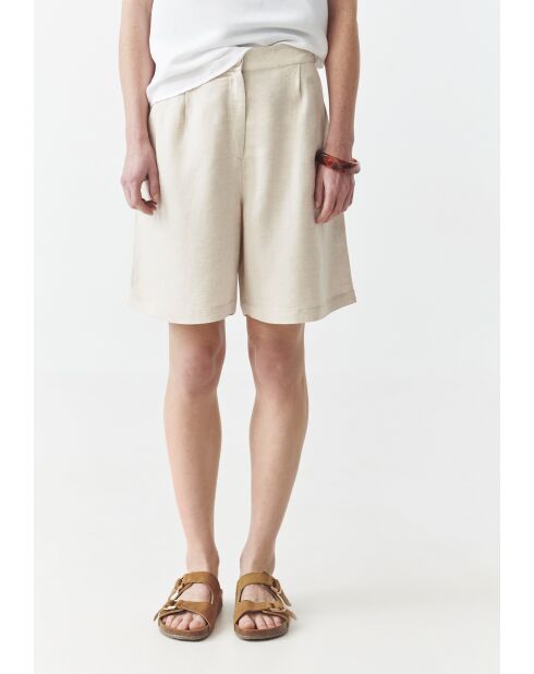 Shorts in tessuto melange beige Liano