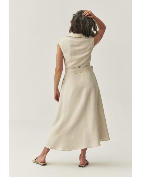 Ronna 1 beige gemêleerde jurk