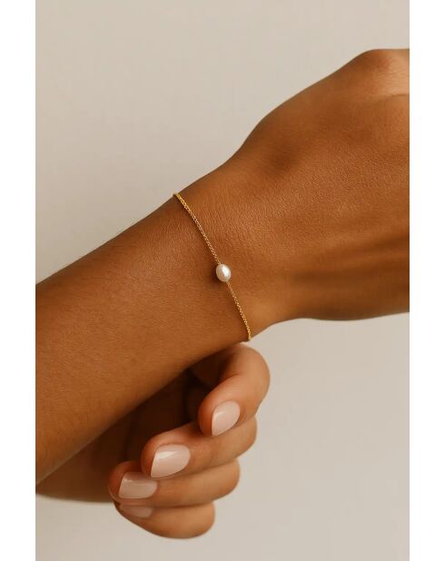 Bracciale May placcato in oro con perla bianca coltivata