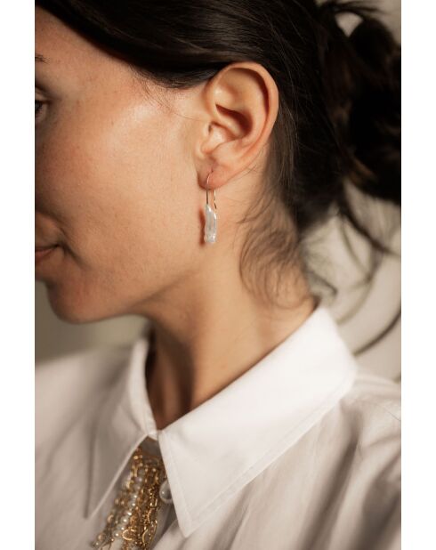 Orecchini Lana placcati in oro con perla coltivata bianca