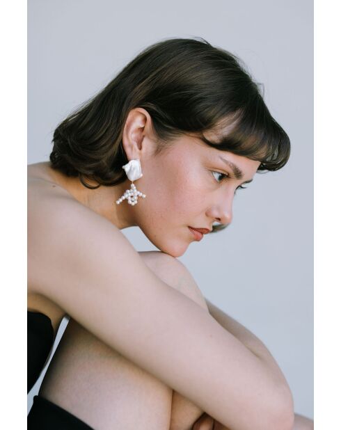 Orecchini Jil placcati in oro con perla coltivata bianca