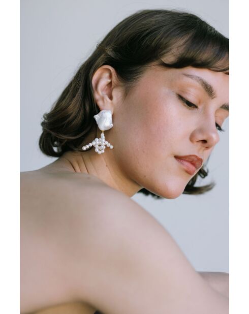 Orecchini Jil placcati in oro con perla coltivata bianca