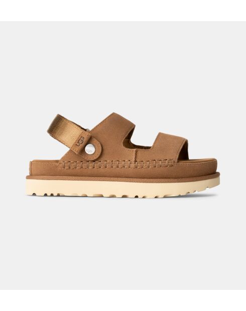 Goldenstar Glide camelfarbene Ledersandalen