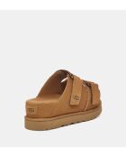 Beigefarbene Keil-Pantoletten Golden Star