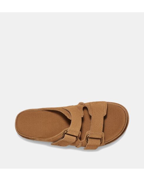 Beigefarbene Keil-Pantoletten Golden Star