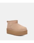 Klassieke Ultra Mini lichtbeige platformlaarzen