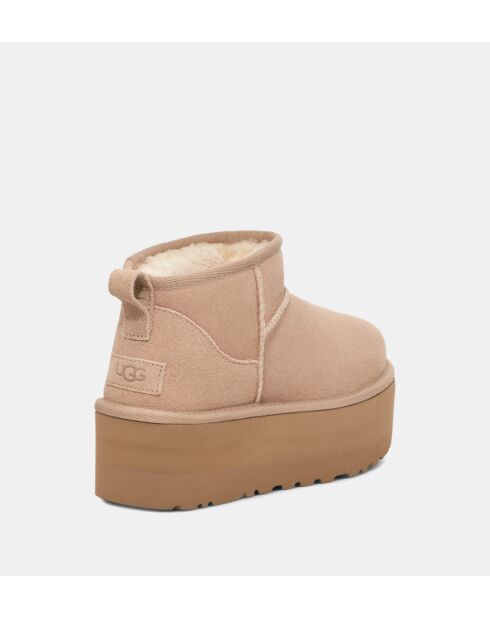 Klassieke Ultra Mini lichtbeige platformlaarzen