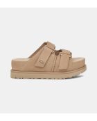 Beigefarbene Keil-Pantoletten Golden Star