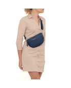 Berenice marineblauwe leren tas - 25x1x14 cm