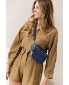 Berenice marineblauwe leren tas - 25x1x14 cm