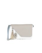 Lola weiße graue Ledertasche - 24x6x18 cm