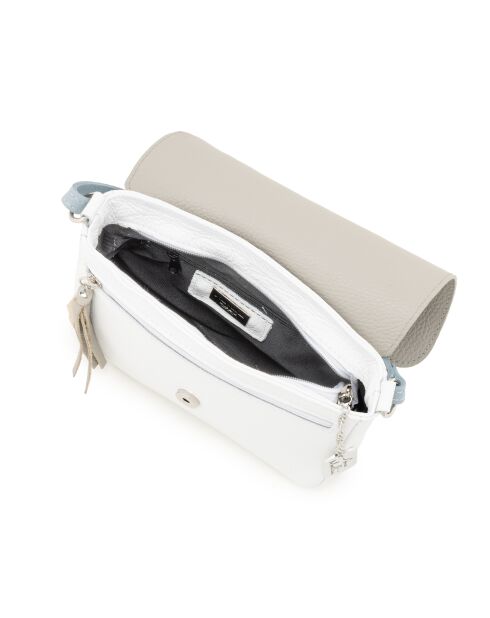 Lola weiße graue Ledertasche - 24x6x18 cm