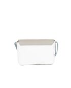 Lola weiße graue Ledertasche - 24x6x18 cm