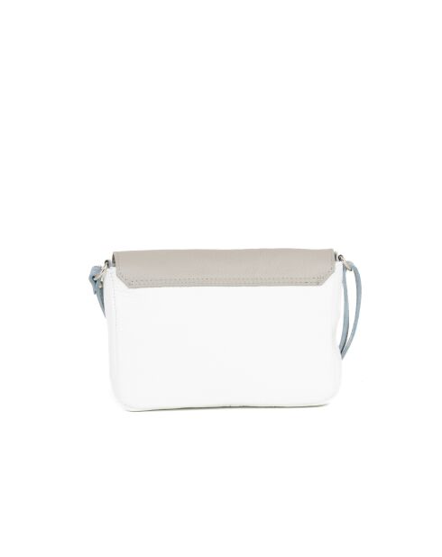 Lola weiße graue Ledertasche - 24x6x18 cm