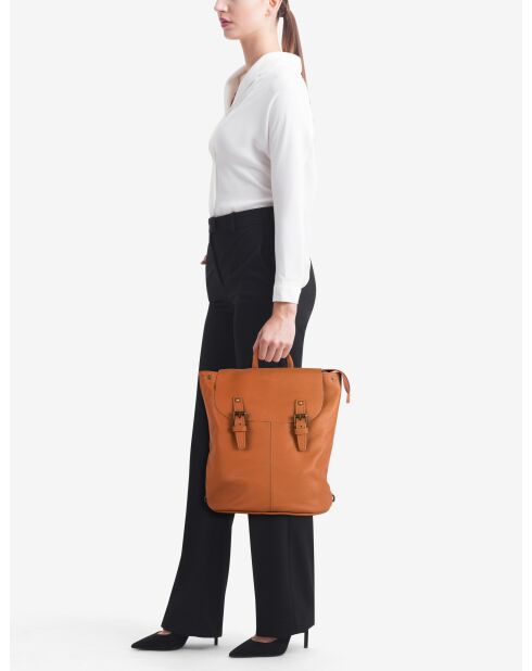 Montichiari cognac leren tas - 31x15x37 cm