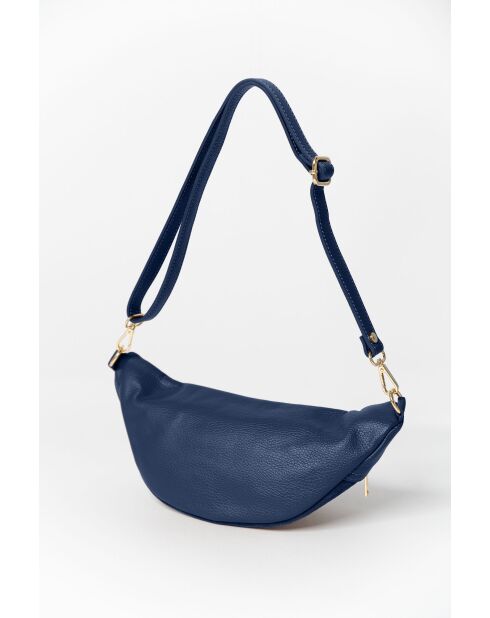 Bolso de piel azul Carola - 32x9,5x16 cm
