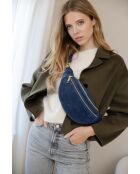 Bolso de piel azul Carola - 32x9,5x16 cm