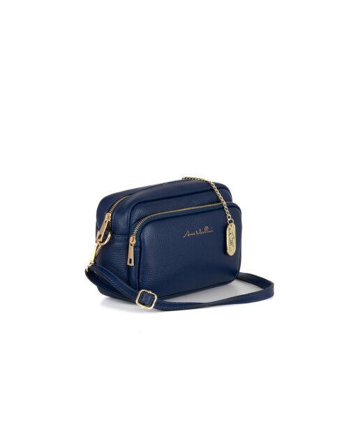 Tabita marineblauwe leren tas - 22x10x15 cm