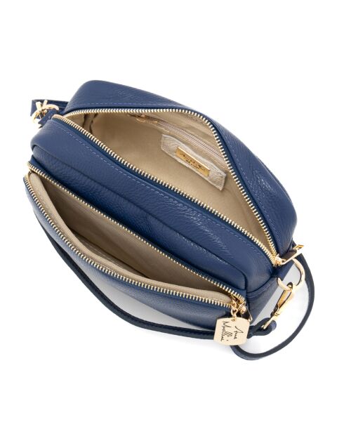 Tabita marineblauwe leren tas - 22x10x15 cm