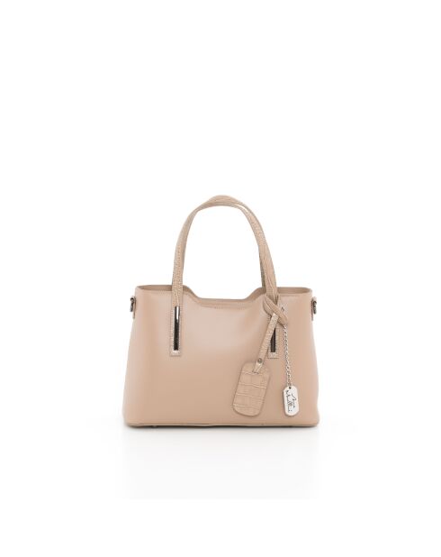 Corinna taupefarbene Ledertasche - 28x8x22 cm