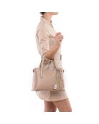 Corinna taupefarbene Ledertasche - 28x8x22 cm