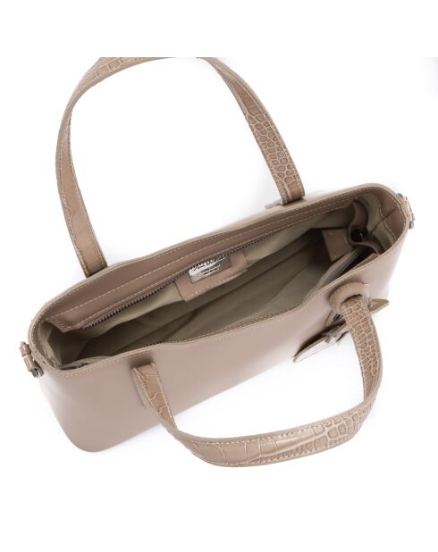 Corinna taupefarbene Ledertasche - 28x8x22 cm