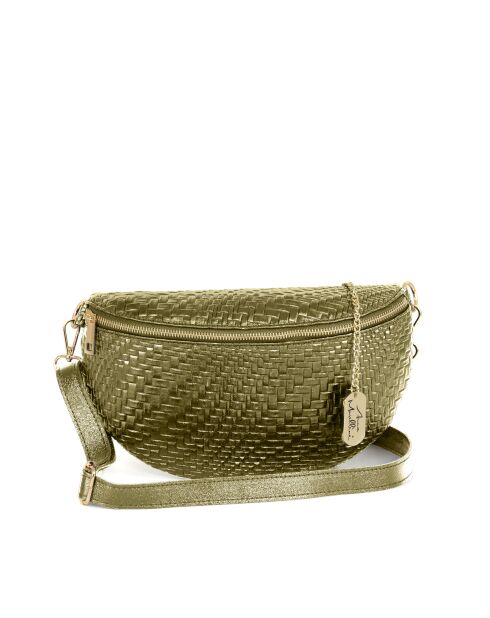 Rufina olijfgroene leren tas - 30x9x18 cm