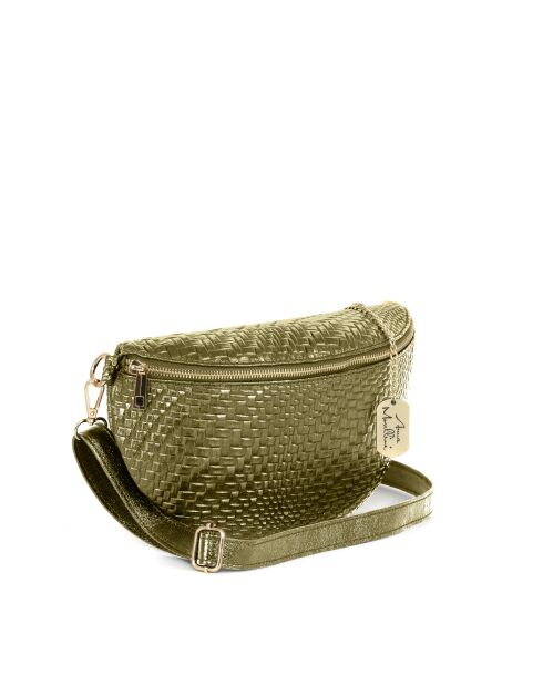 Rufina olijfgroene leren tas - 30x9x18 cm