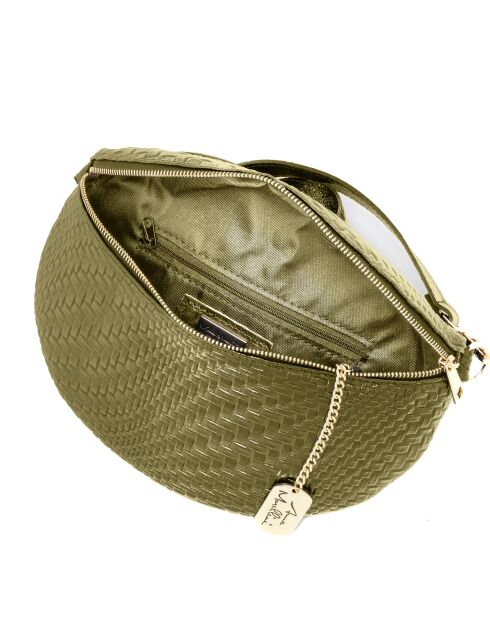 Rufina olijfgroene leren tas - 30x9x18 cm