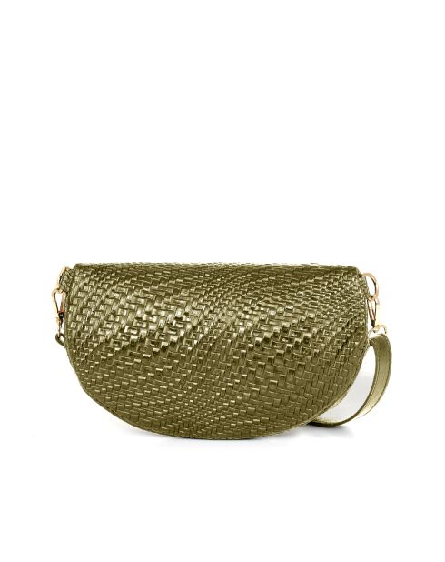 Rufina olijfgroene leren tas - 30x9x18 cm