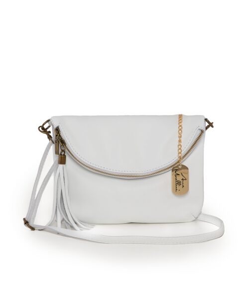 Weiße Ledertasche Alice - 22x2x18 cm