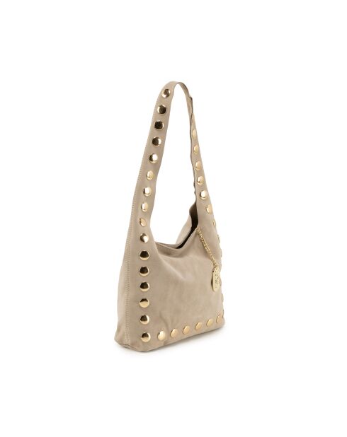 Lania leren tas licht taupe - 25x9x22 cm