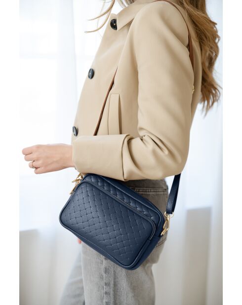 Colomba marineblauwe leren tas - 22x10x15 cm