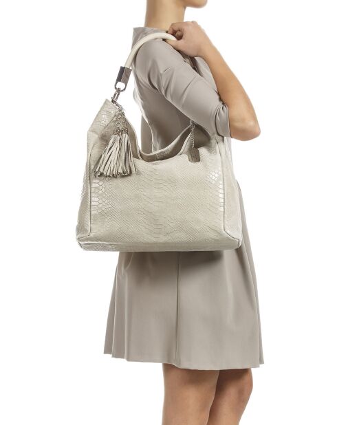 Rosallia beige Ledertasche - 38x14x36 cm