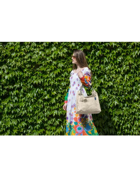 Rosallia beige Ledertasche - 38x14x36 cm