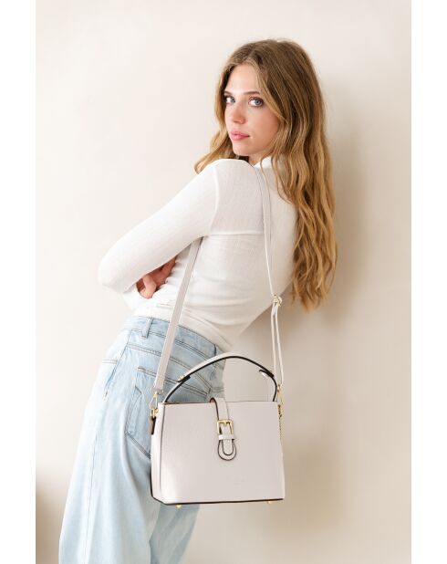 Adelma beige leren tas - 25x14x20 cm