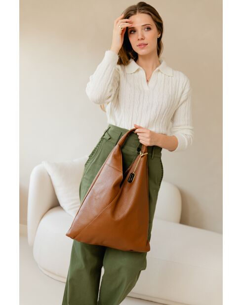 Sac en cuir Chersilina cuoio - 40x2x48 cm