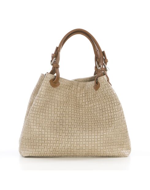 Sac en cuir Fosdinovo taupe - 37x15x45 cm