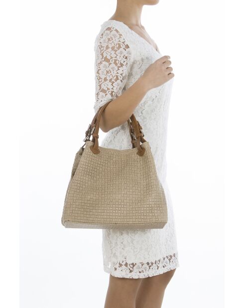 Sac en cuir Fosdinovo taupe - 37x15x45 cm