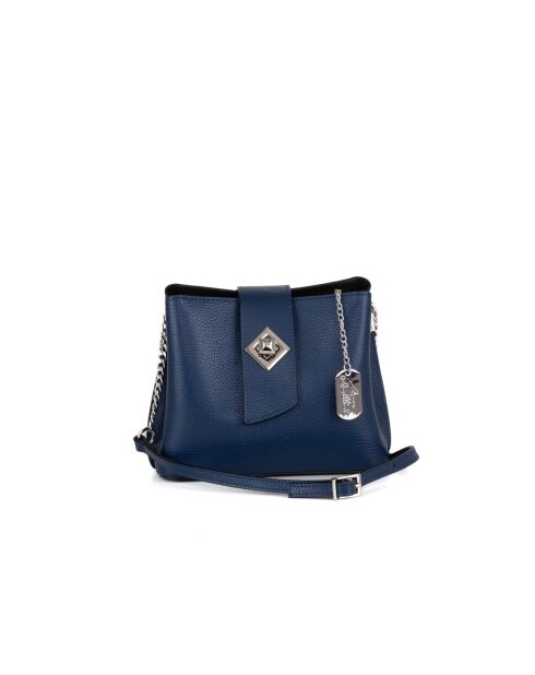 Elianna marineblauwe leren tas - 22x10x19 cm