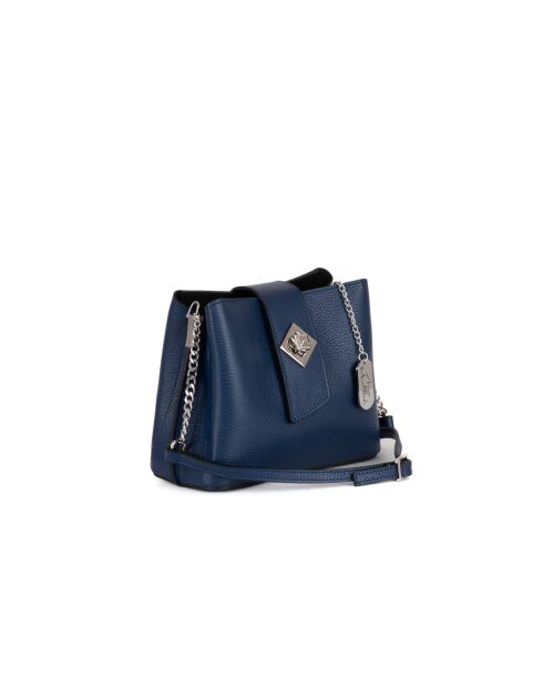 Elianna marineblauwe leren tas - 22x10x19 cm