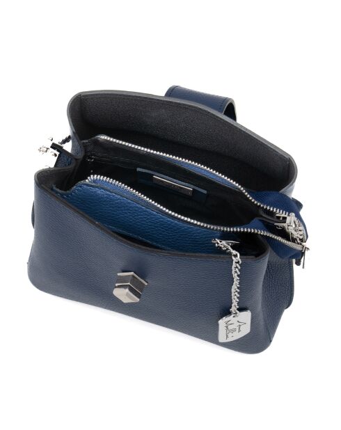 Elianna marineblauwe leren tas - 22x10x19 cm