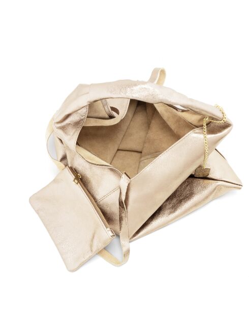 Sac en cuir Elvia platine - 40x2x31 cm