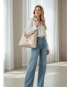 Sac en cuir Elvia platine - 40x2x31 cm