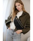 Carola zwarte leren tas - 32x9,5x16 cm