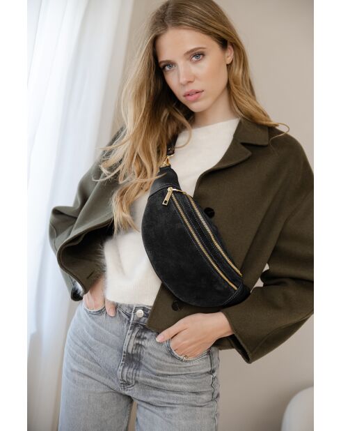 Carola schwarze Ledertasche - 32x9,5x16 cm